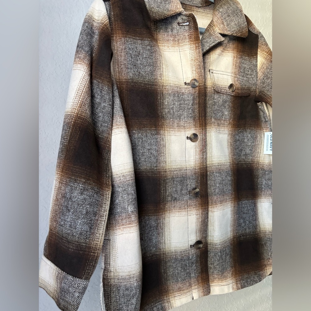Old Navy Plaid Jacket in Brown and Tan Women’s Size S - Picture 3 of 8